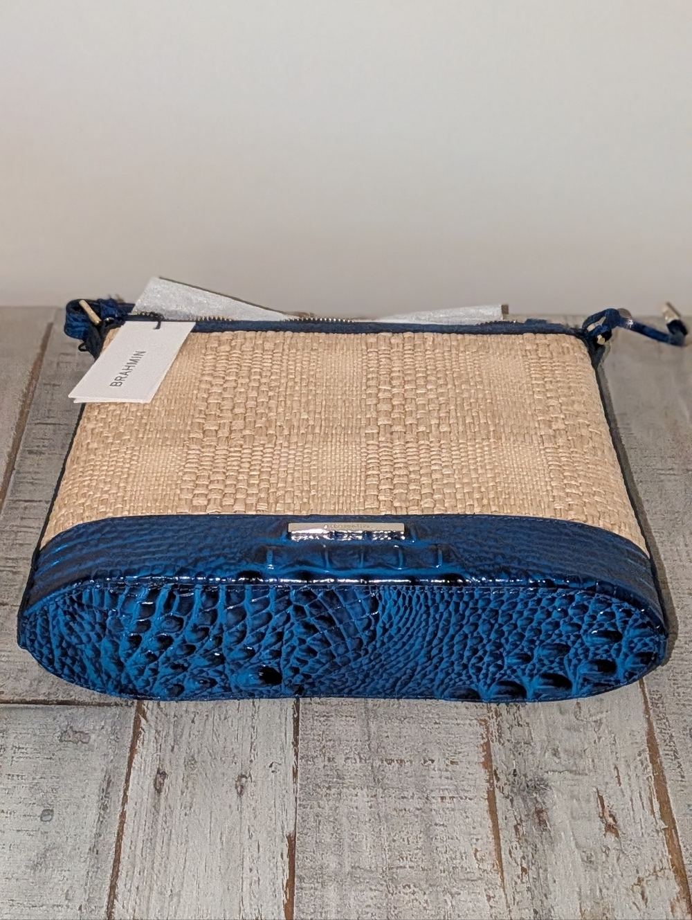 Brahmin Katie Sapphire Beachrose Straw Bag - Picture 3 of 8